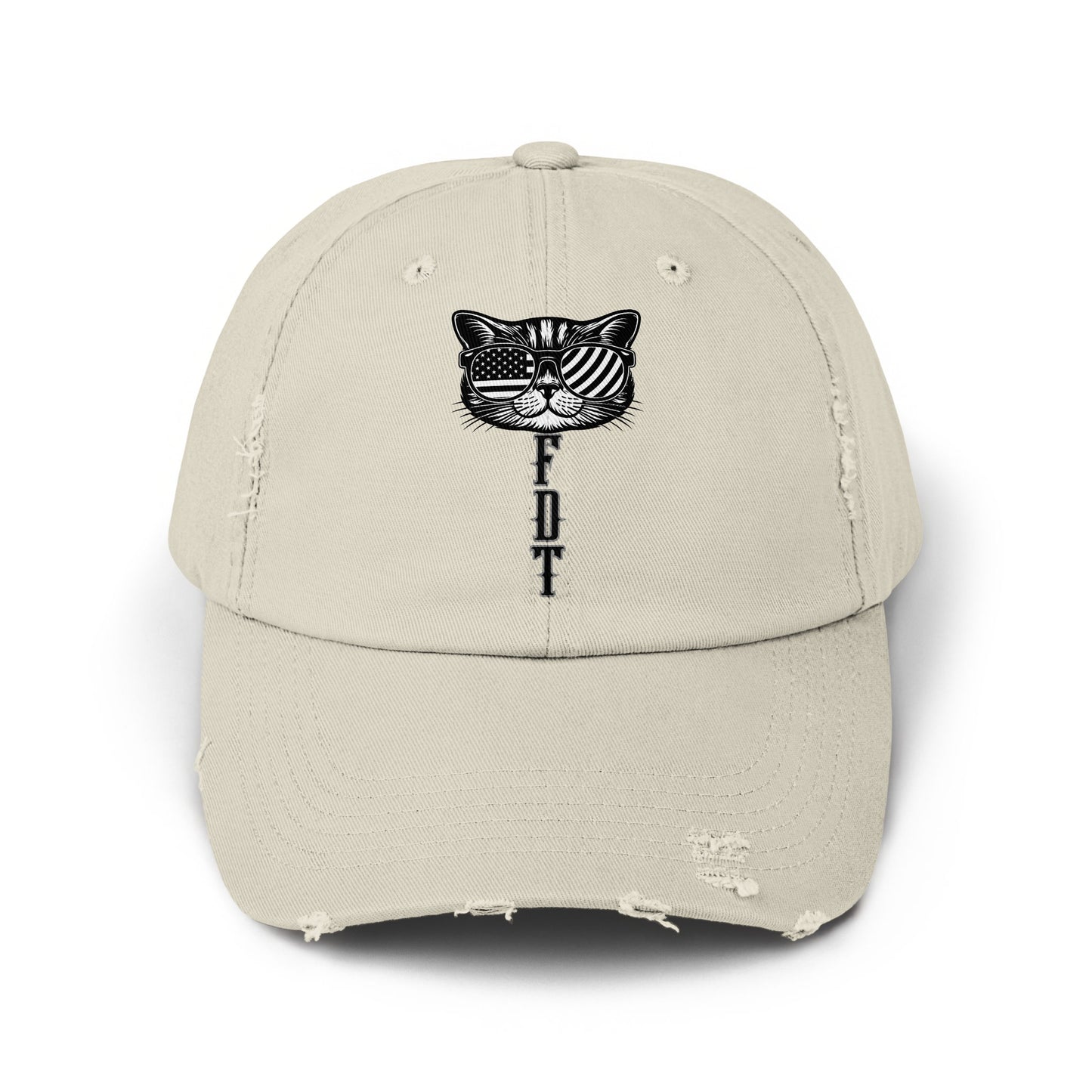 Distressed Dad Hat with Patriotic Cat Embroidery product