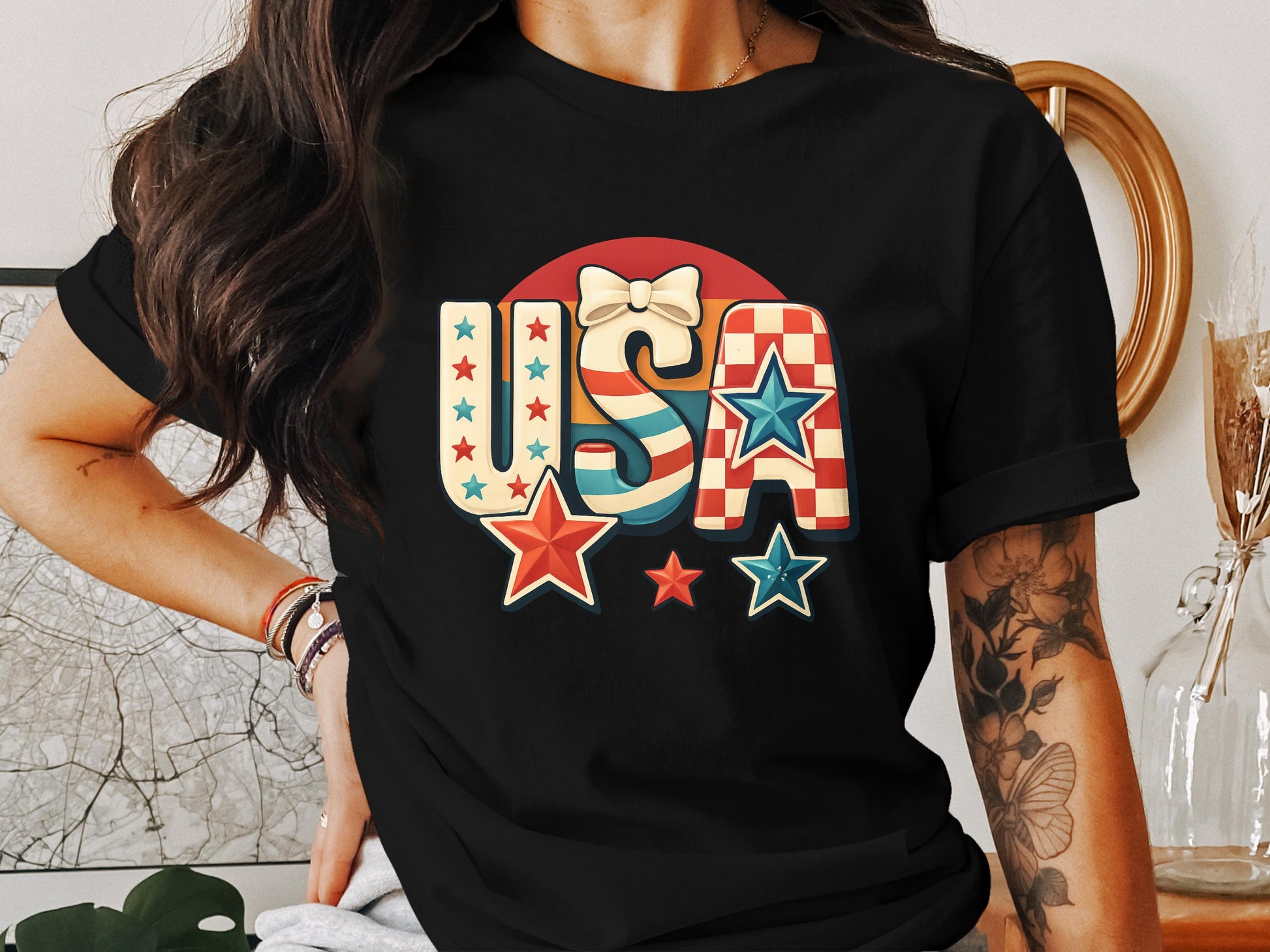 USA Themed Stars and Stripes Graphic T-shirt product type