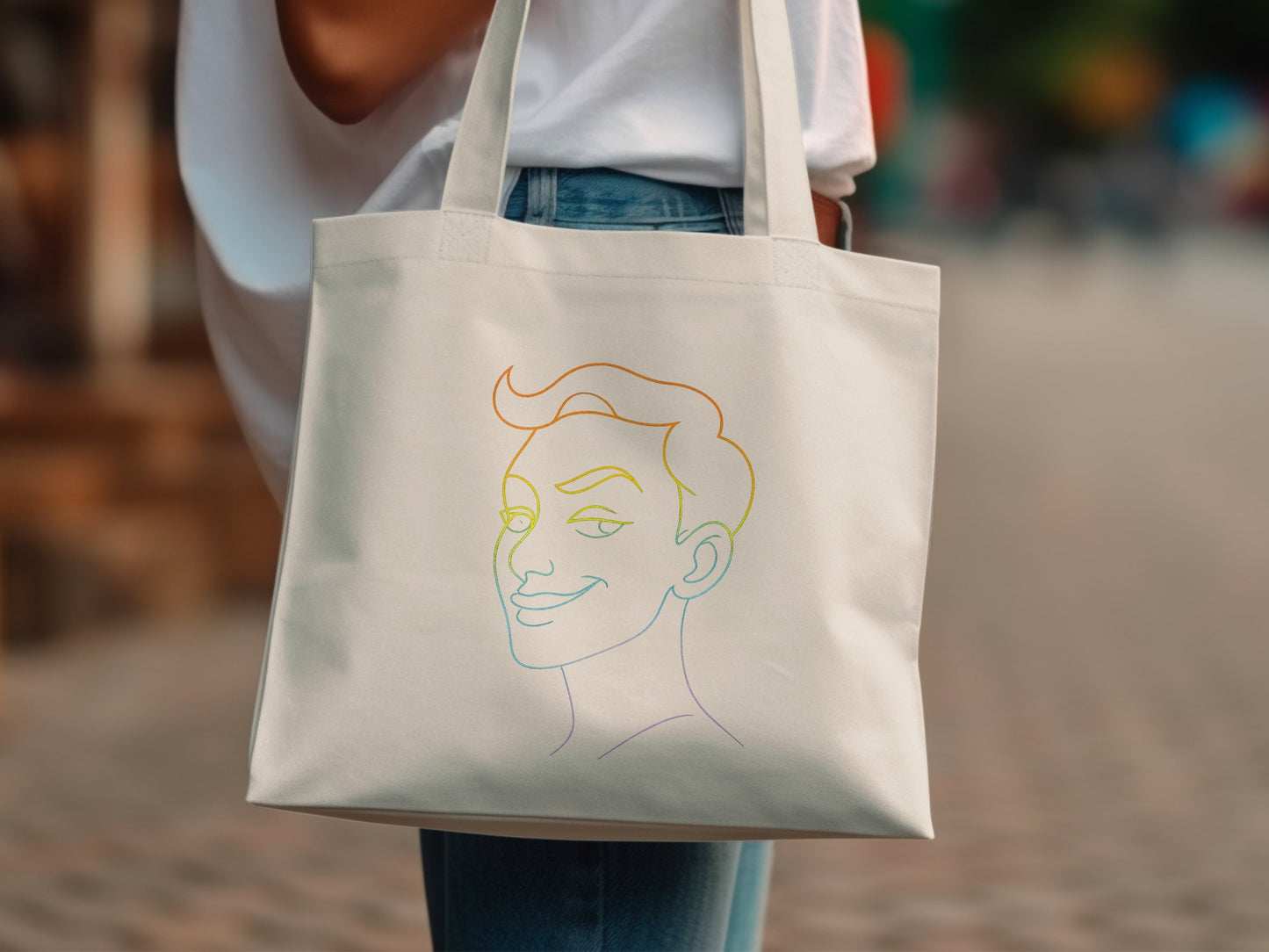 Stylish Tote Bag with Artistic Face Design product type