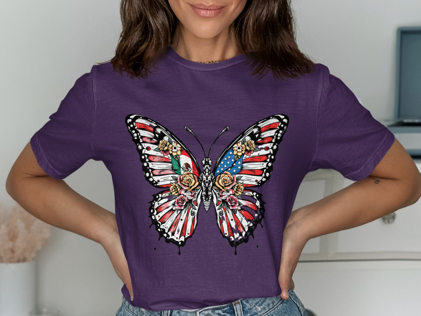 Patriotic Butterfly Design Printed T-Shirt product type
