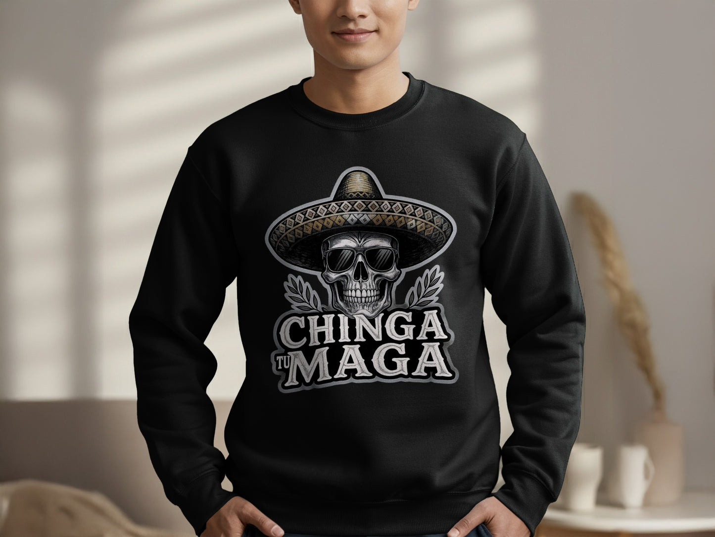 Chinga Tu Maga Skull Sombrero Sweatshirt product type