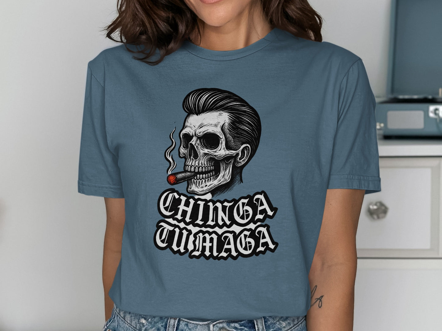 Chinga Tu Maga Skull Smoking Graphic Tee product