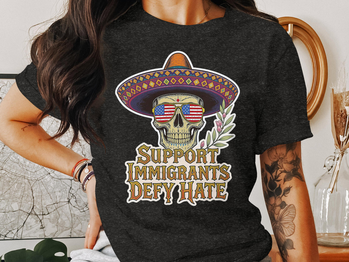 Support Immigrants Defy Hate Skull T-shirt product type