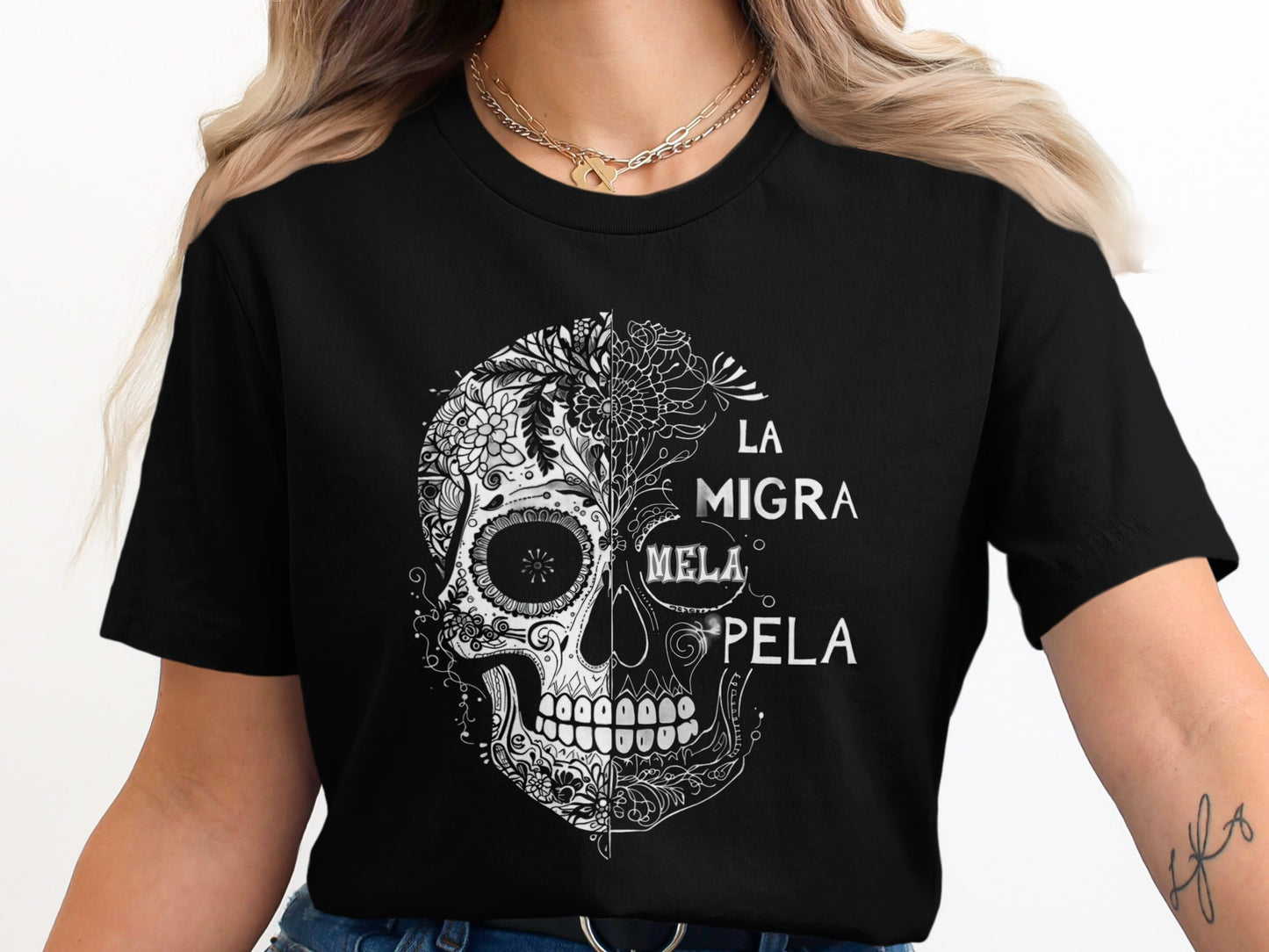 La Migra Mella Pela Graphic Skull T-Shirt product type