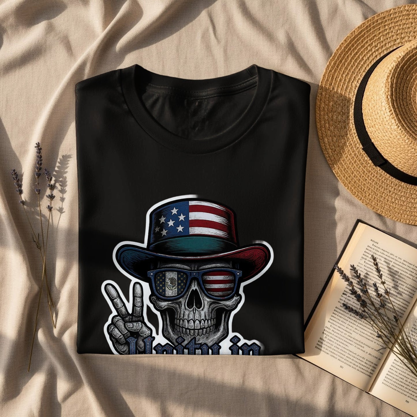 American Flag Skull Graphic Peace Sign Shirt product type