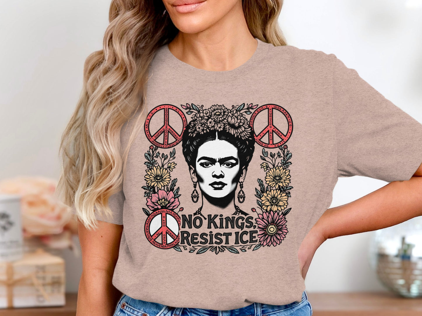 No Kings Resist Ice Peace Sign Graphic Tee product
