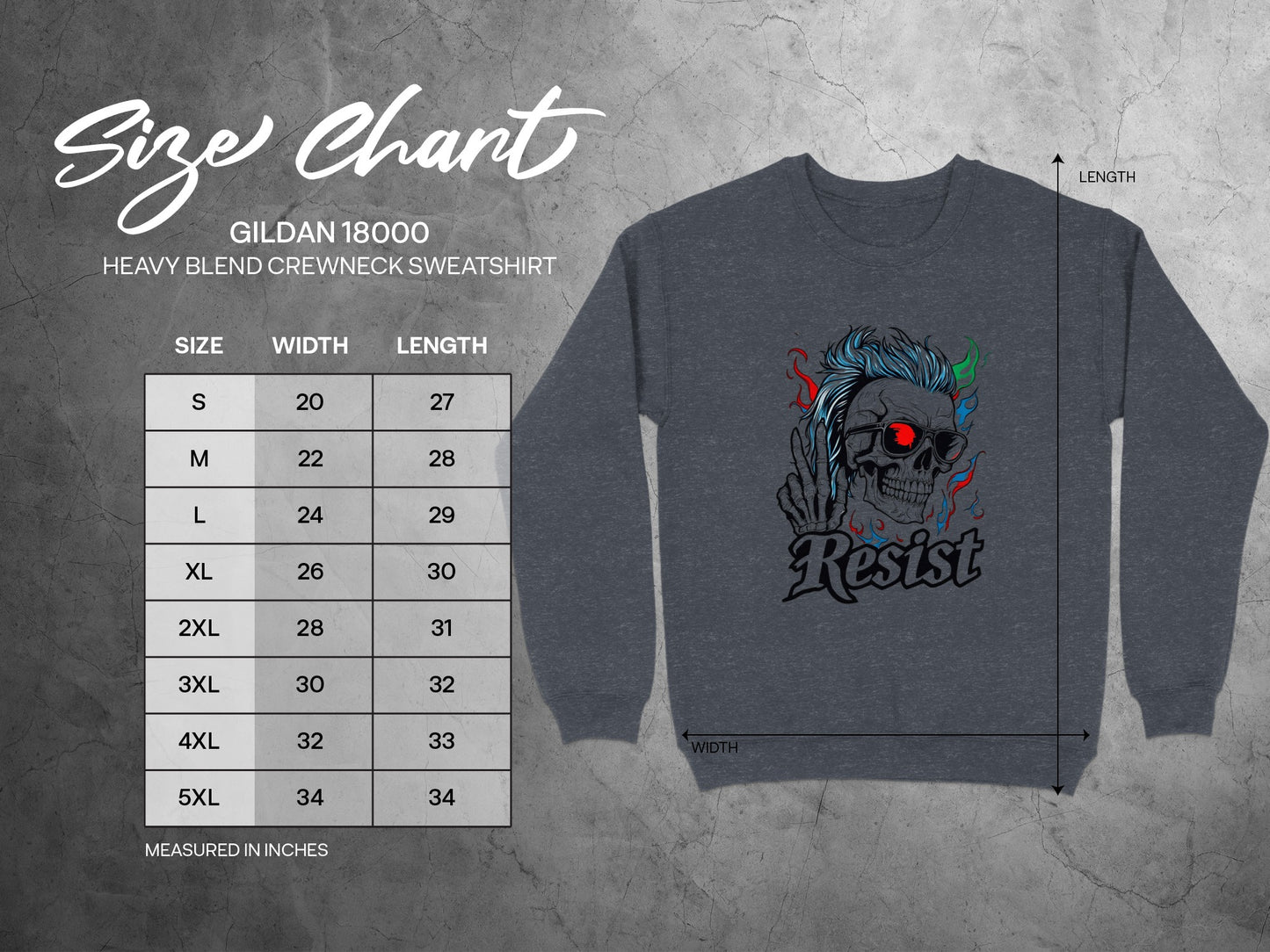 Skull Design Resist Artwork Graphic Print Sweatshirt product
