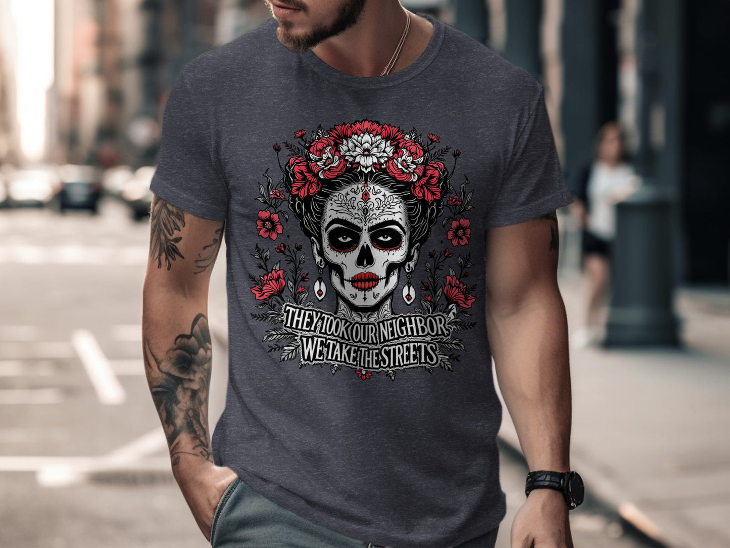 Day of the Dead Skull Art Graphic Tee Shirt product