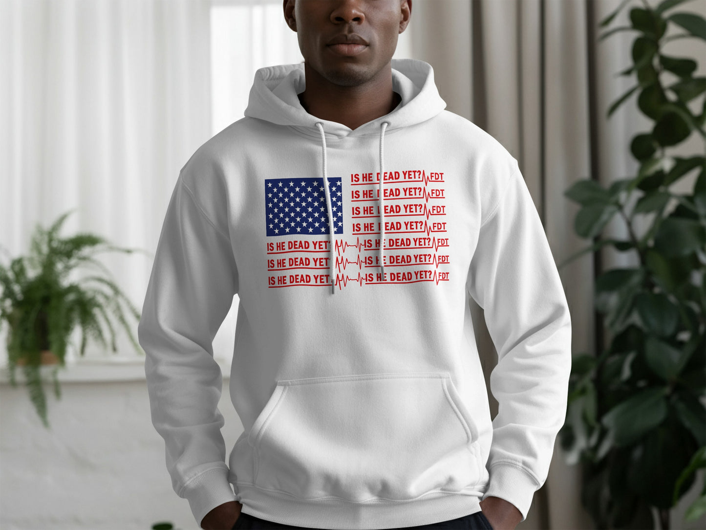 Is He Dead Yet Flag Print Graphic Hoodie product