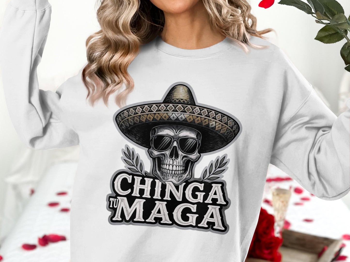 Chinga Tu Maga Skull Graphic Design Sweatshirt product