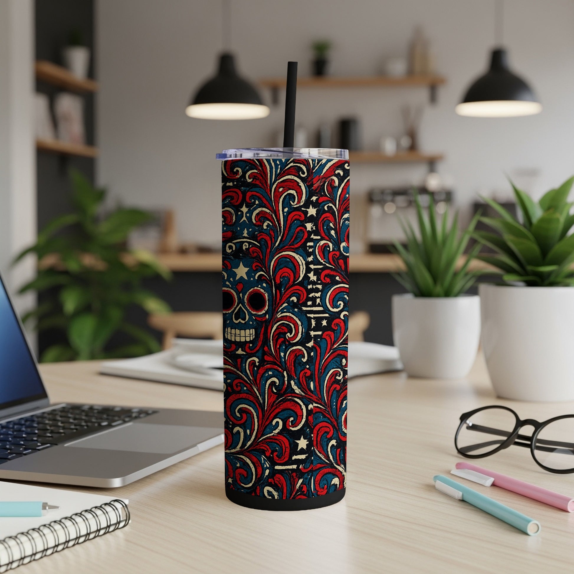 Vibrant Skull Floral Design Tumbler product type