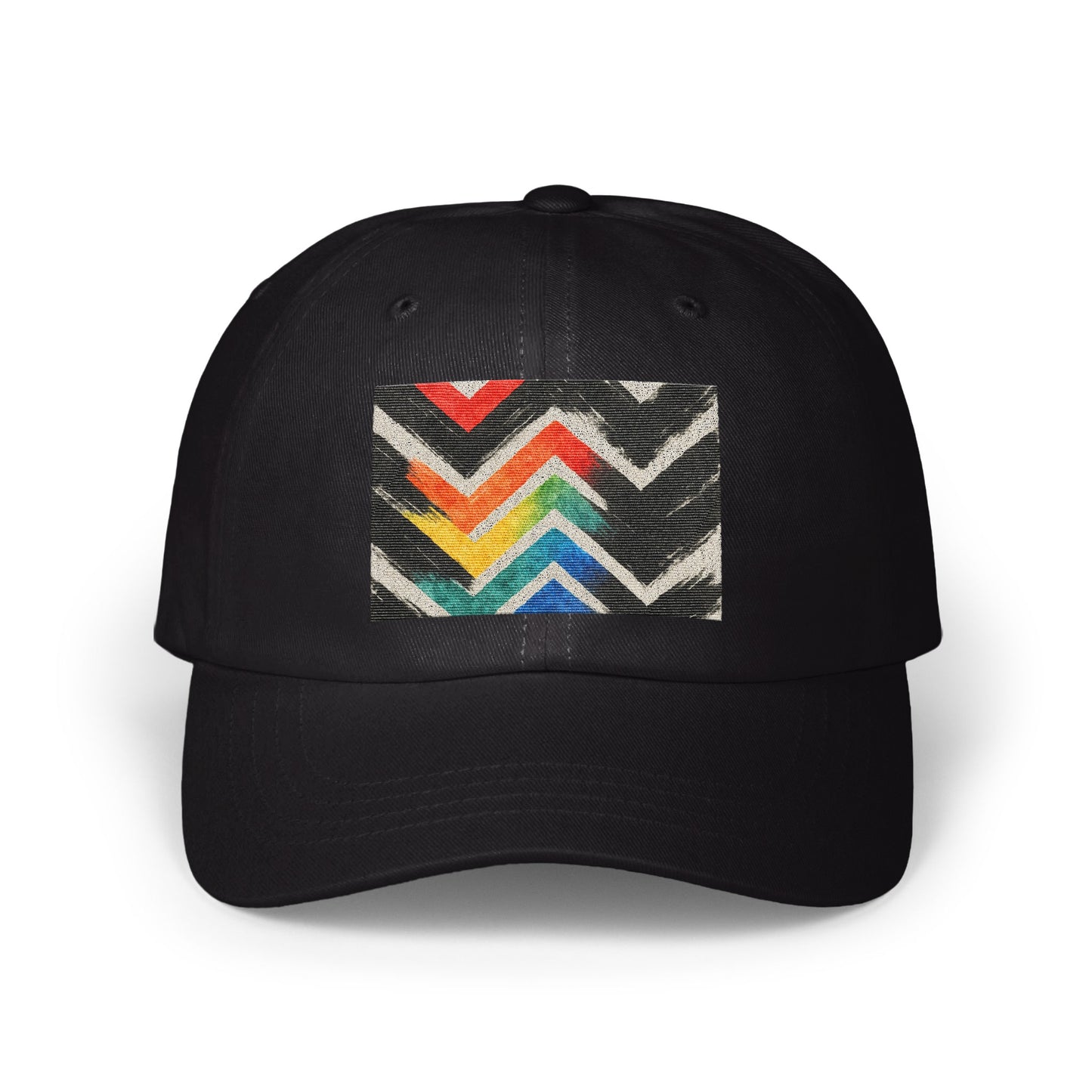 Vibrant Multicolor Chevron Pattern Black Cap product
