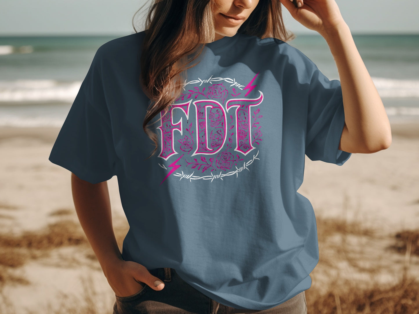 Vintage Style FDT Graphic Beachwear Casual T-shirt Product