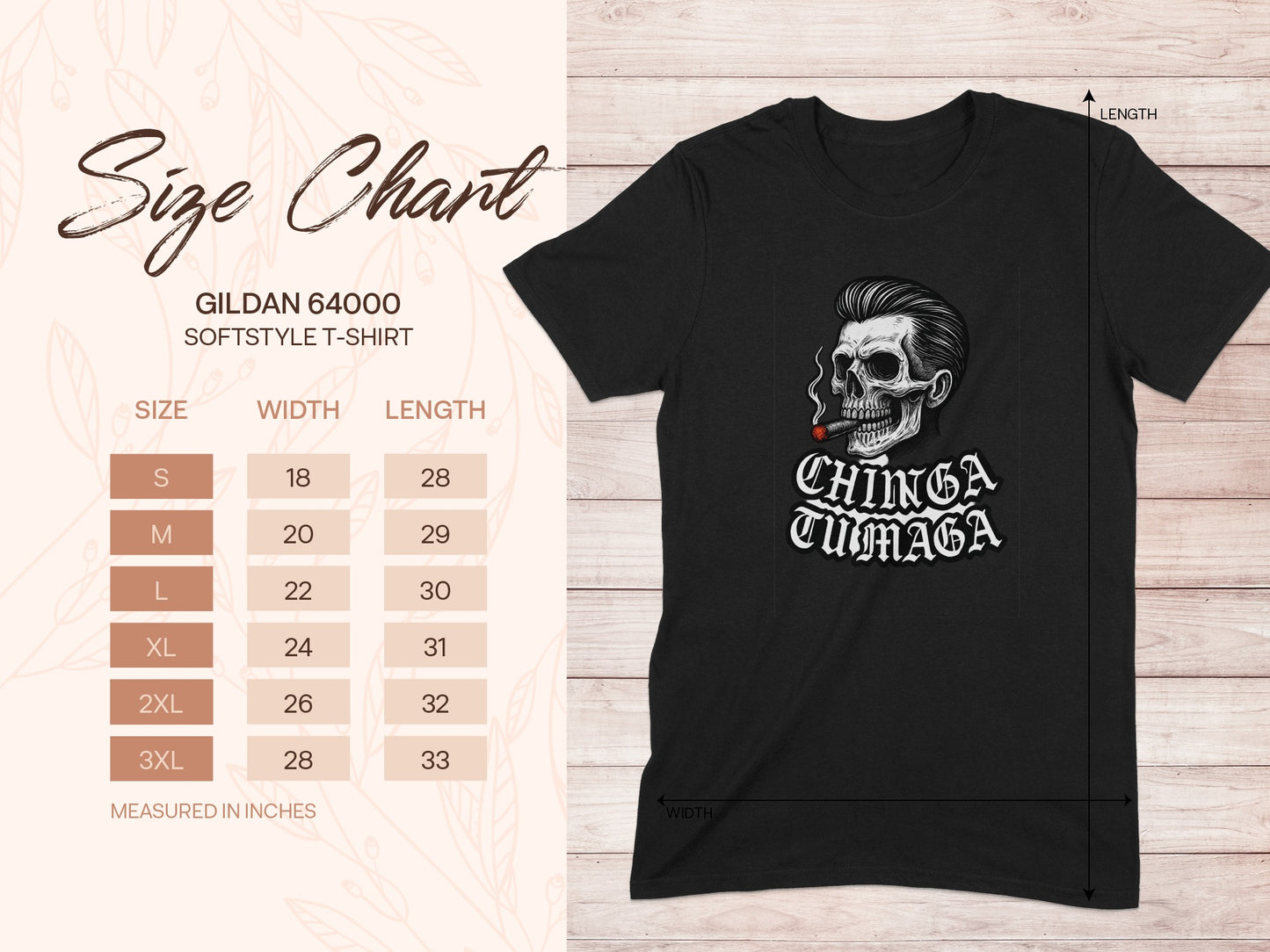 Man with Skull and Cigar Design on T-Shirt product type