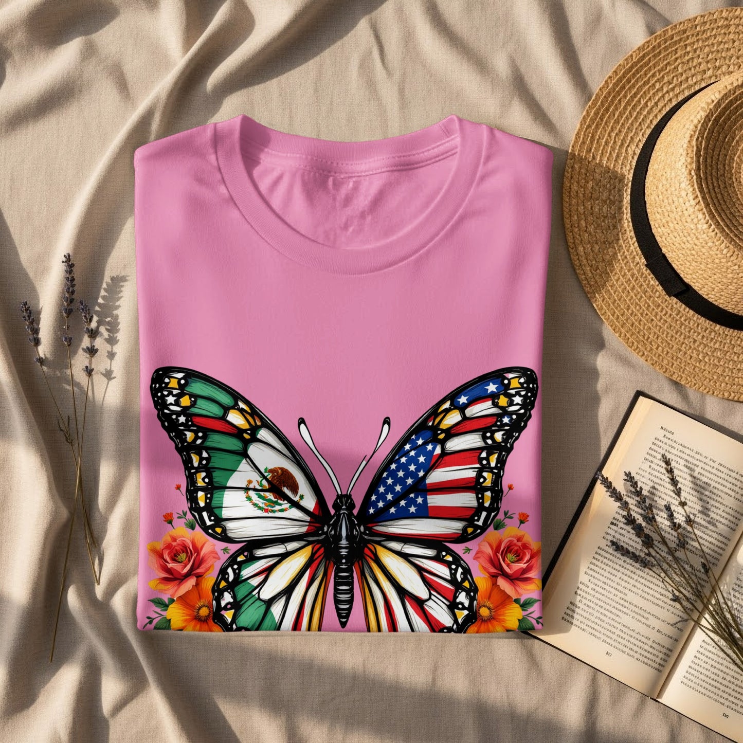 Vibrant Butterfly Print Short Sleeve Casual T-shirt product