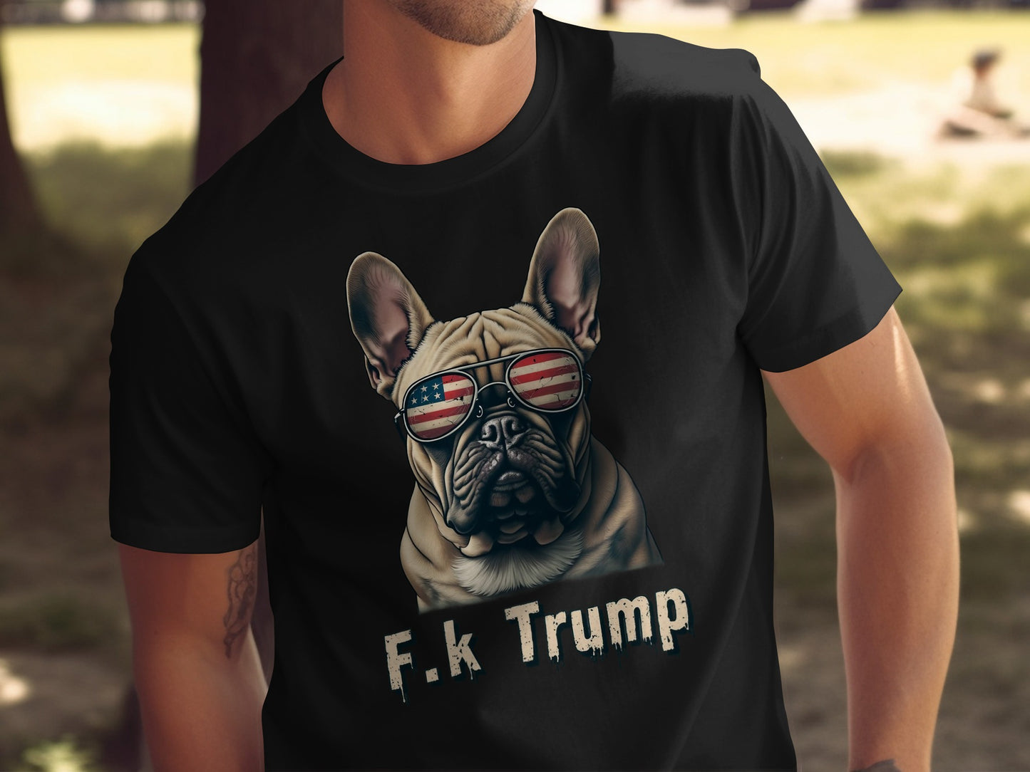 American Flag Sunglasses Bulldog Graphic T-Shirt product