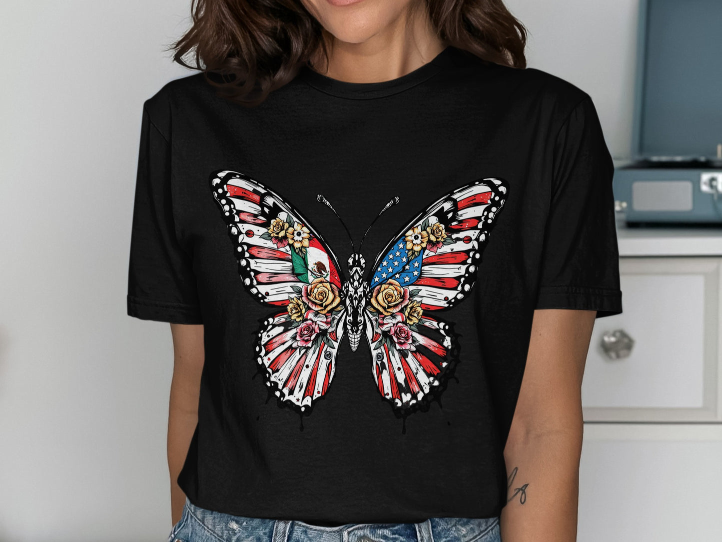 Patriotic Butterfly Graphic Tee Trendy Shirt product type