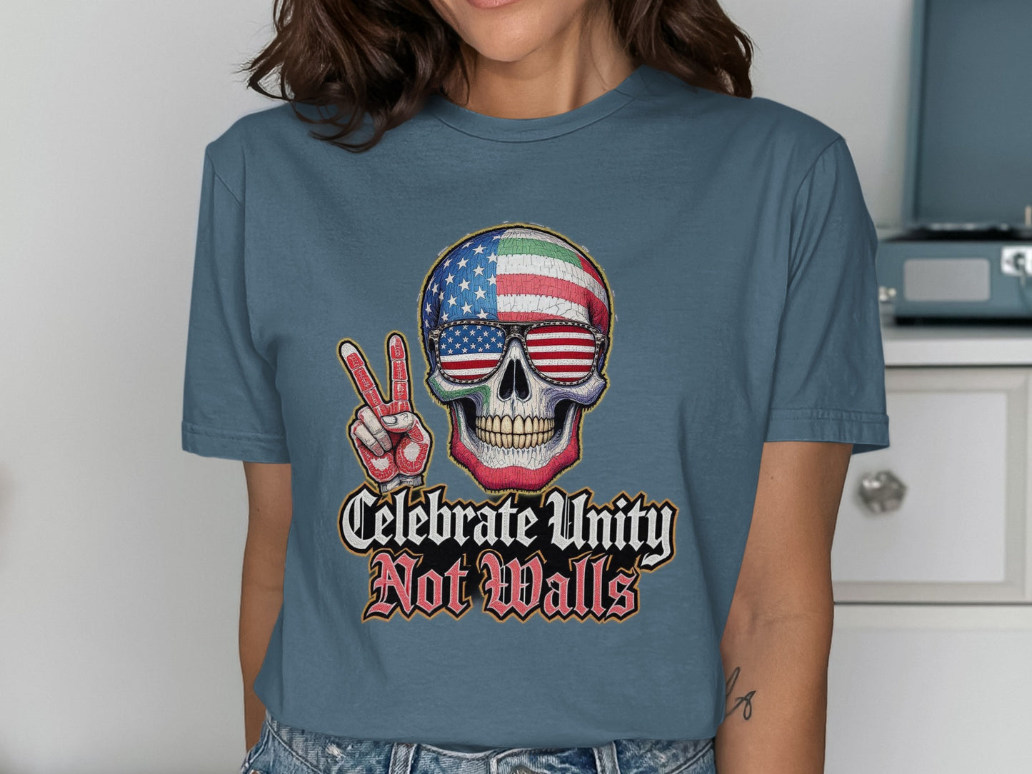 Celebrate Unity Not Walls Skull T-Shirt product type