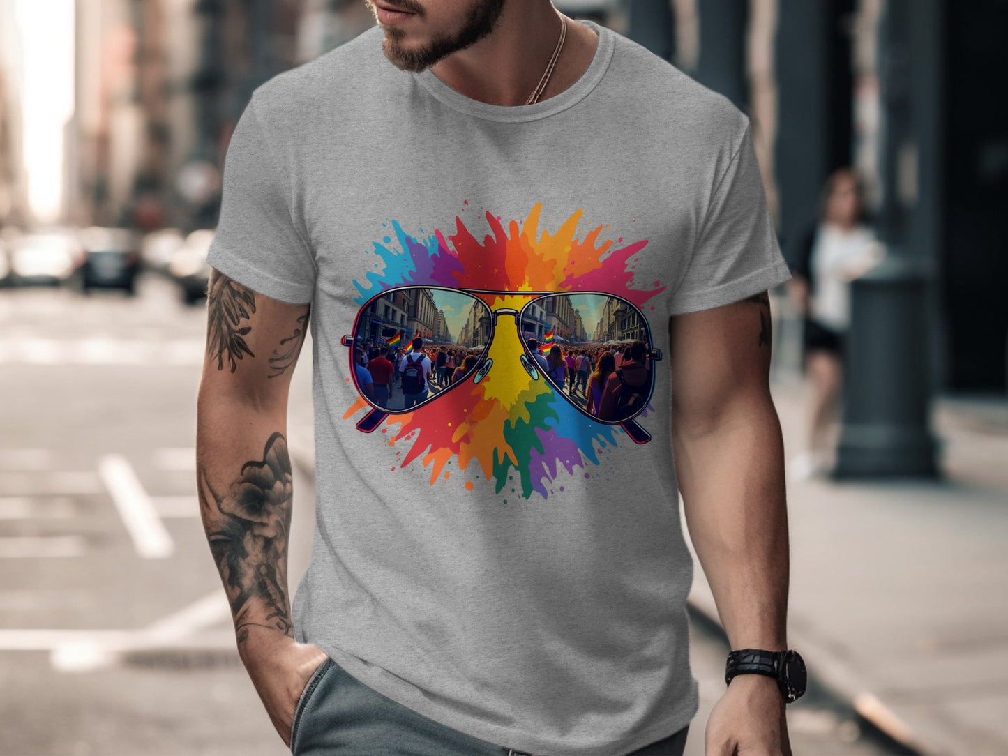 Vibrant City Reflection Splash Art T-Shirt product type