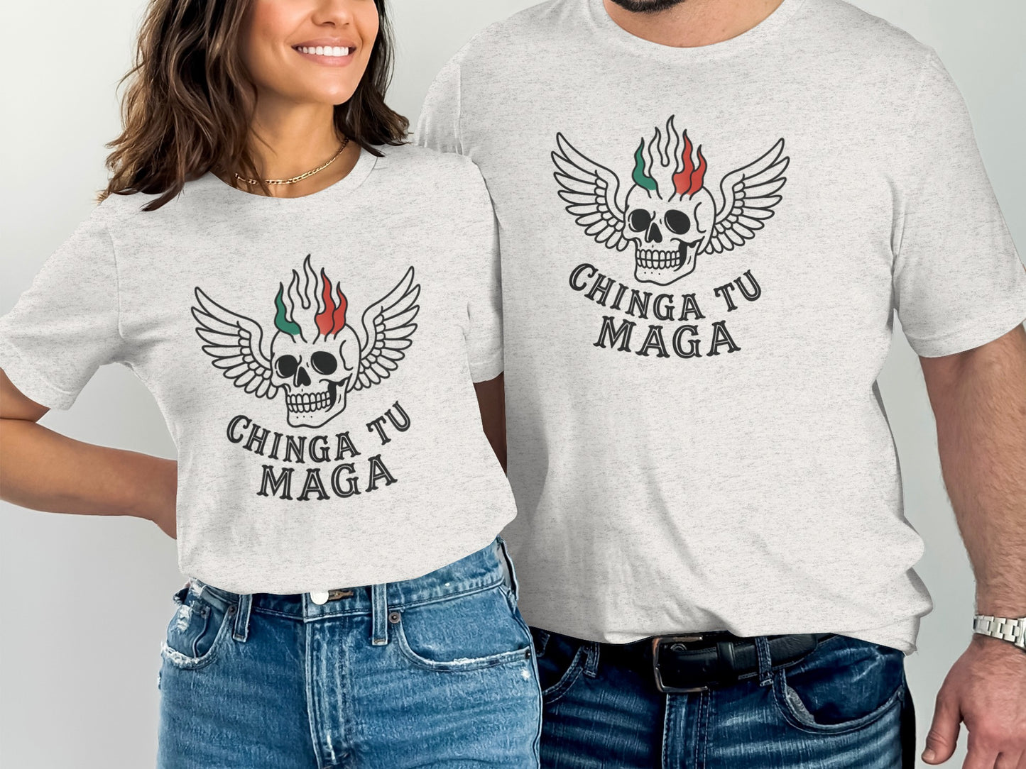 Chinga Tu Maga Winged Skull Graphic Unisex Shirt product type