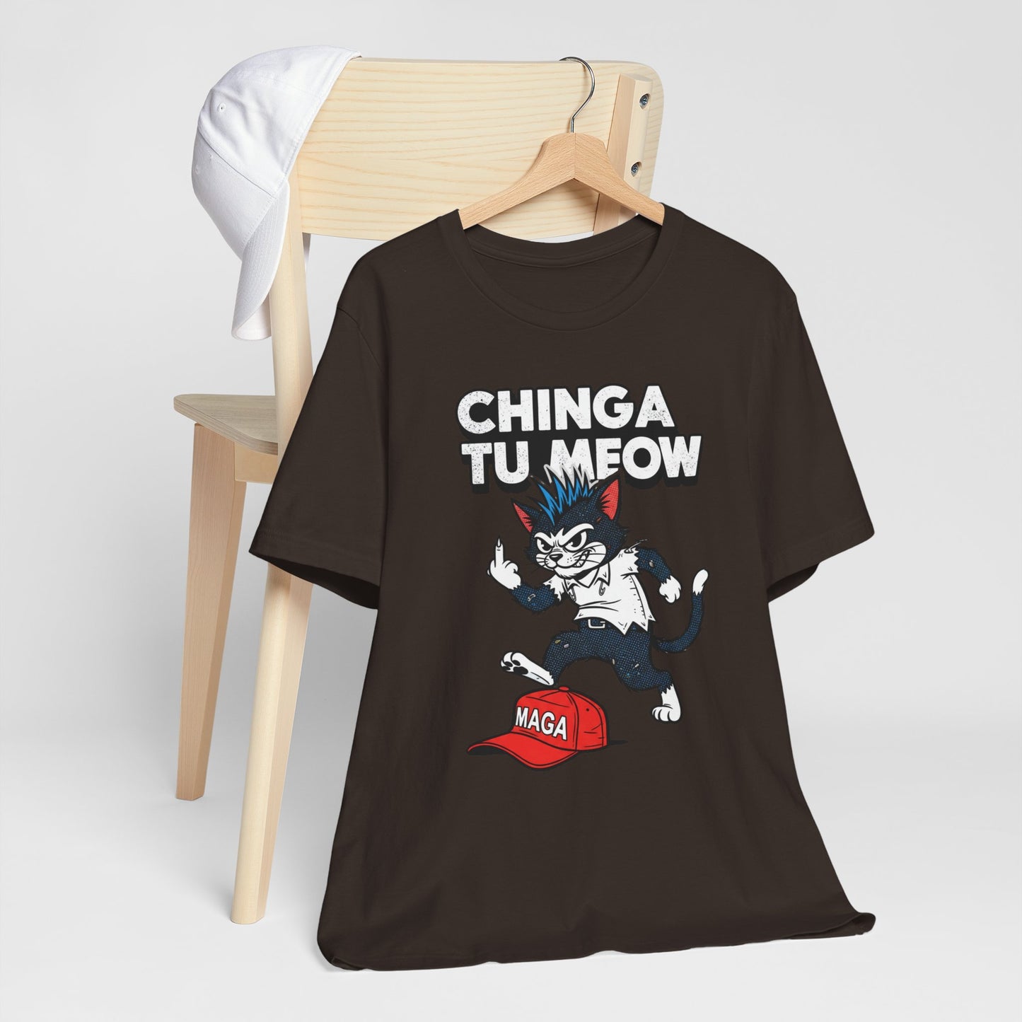 Chinga Tu Meow Punk Cat Flipping Middle Finger MAGA Hat product type