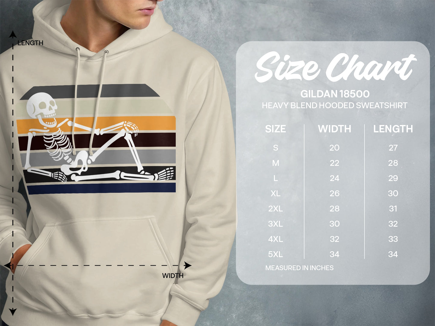Relaxing Skeleton Graphic Heavy Blend Hooded Sweatshirt product type