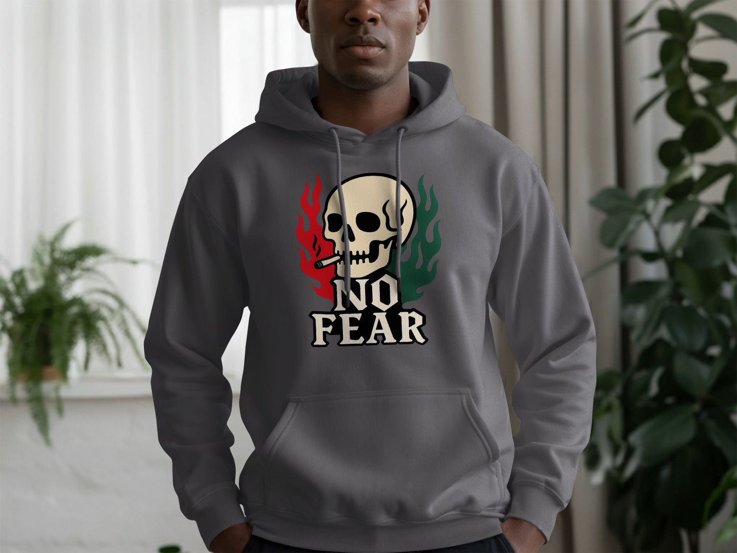 No Fear Skull Design Grey Hoodie product