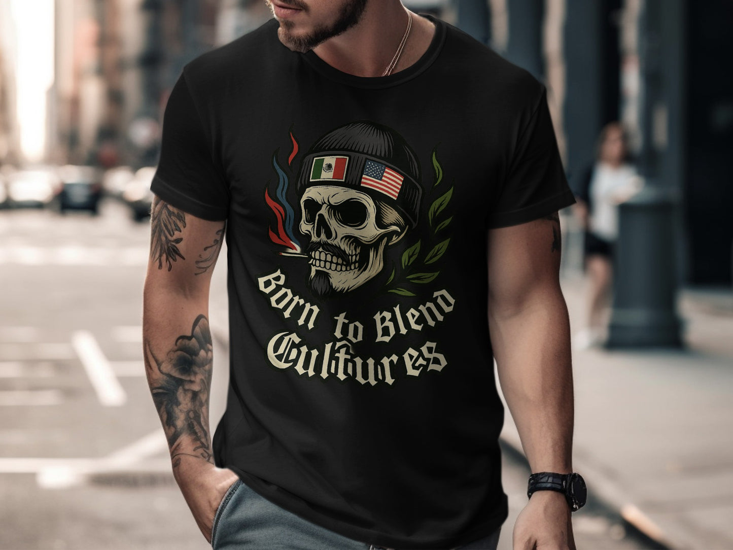Born to Blend Cultures Skull Graphic Tee product
