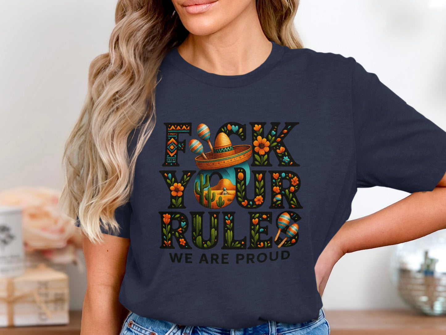 Colorful Graphic Message Short Sleeve Shirt product type