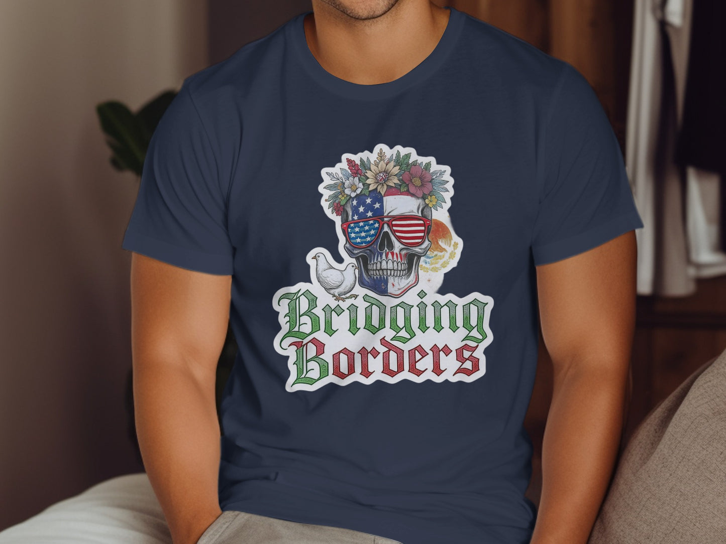 Bridging Borders Skull With Flowers And Eagle product type
