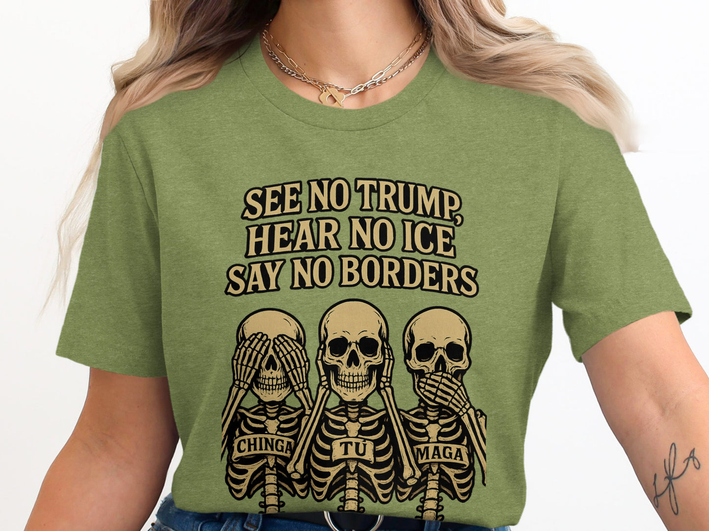 See No Trump Hear No ICE Say No Borders Shirt product