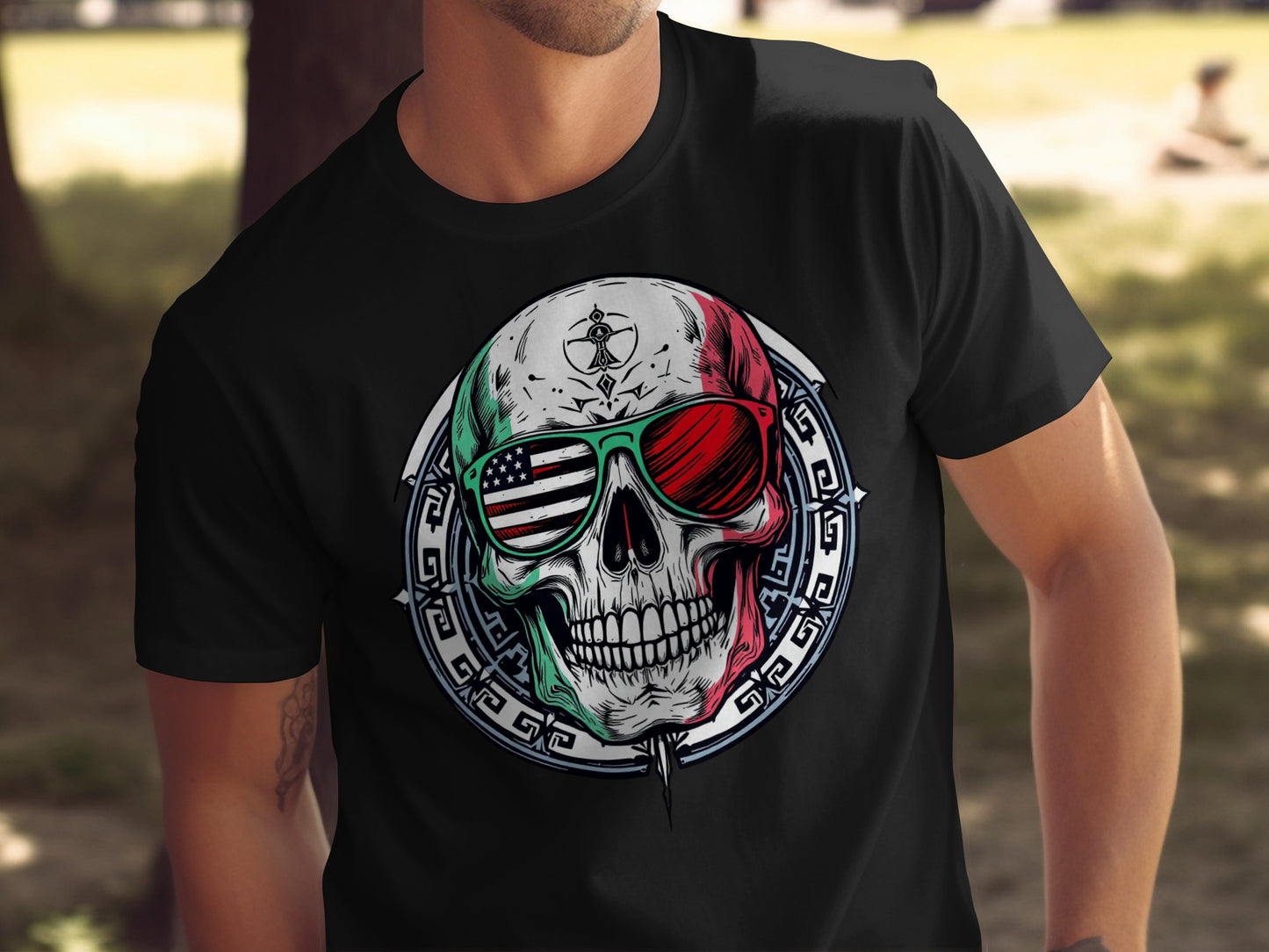 Patriotic Skull Design Graphic T-Shirt product type