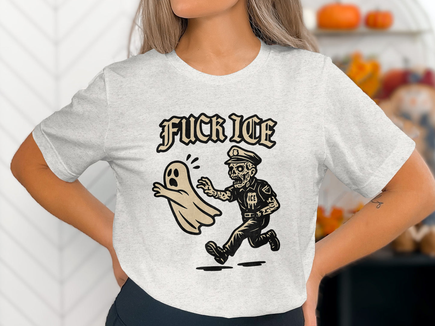 Fuck ICE Ghost Cop Graphic Design T-Shirt product