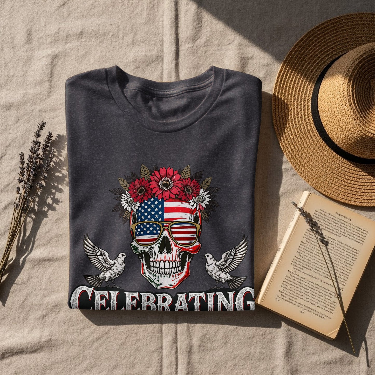 Celebrating Skull with Flag Graphic T-shirt product