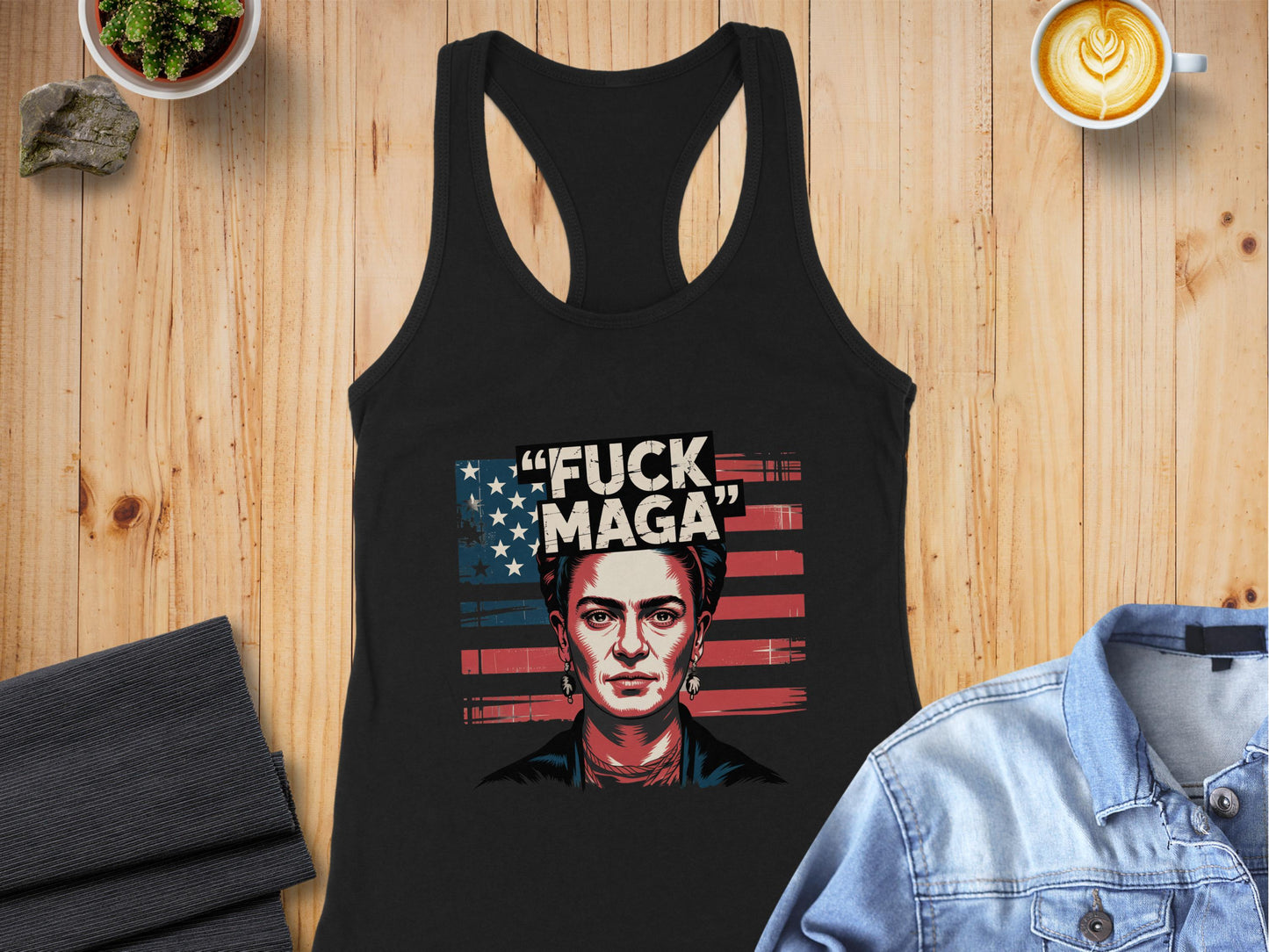 'Fuck MAGA' Design with American Flag Tank Top product
