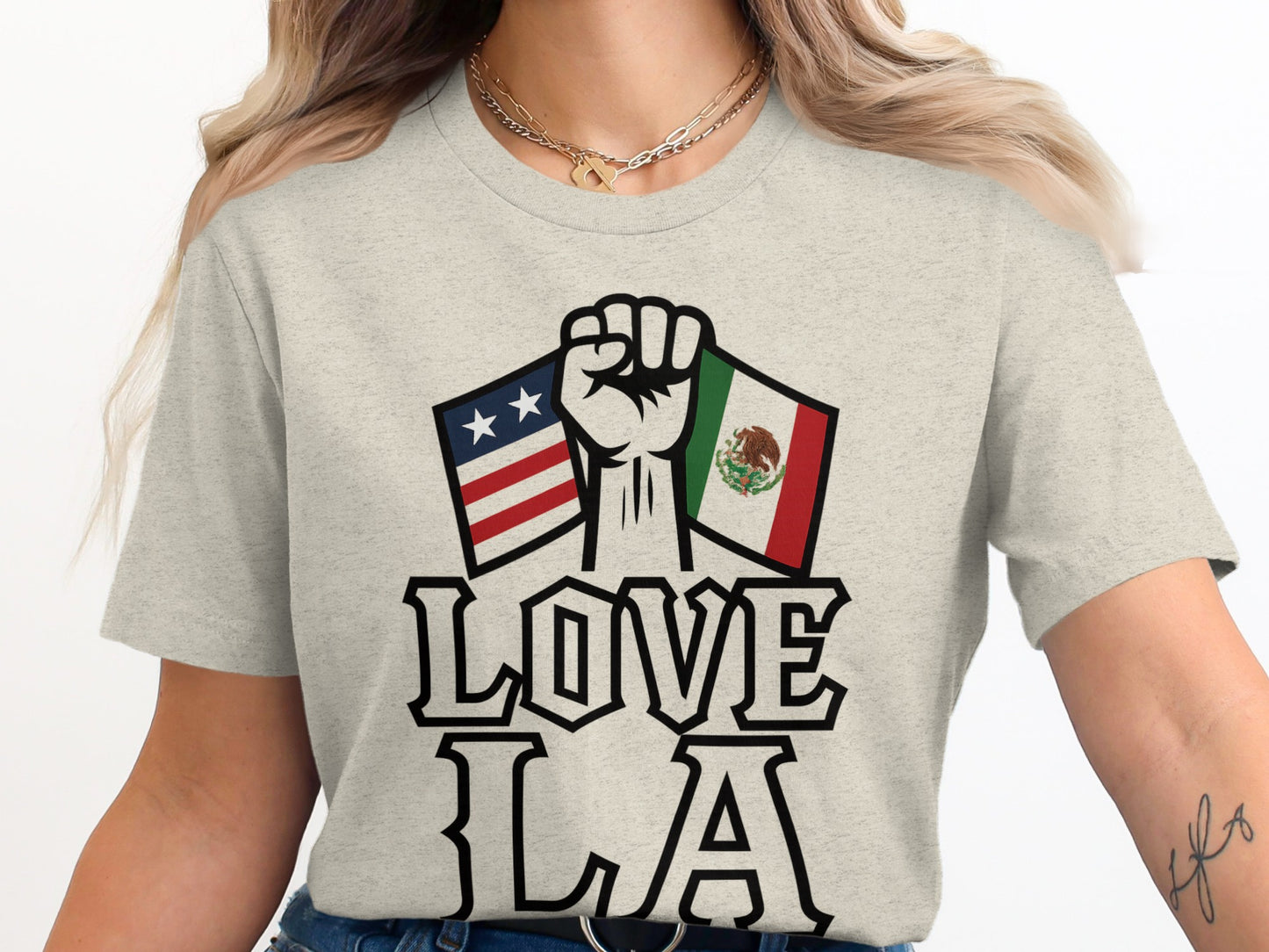 Love LA Graphic T-Shirt with Flag Design product type