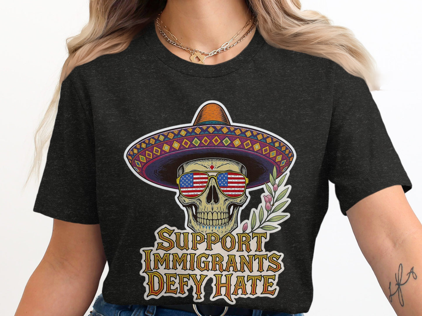 Support Immigrants Defy Hate graphic shirt product