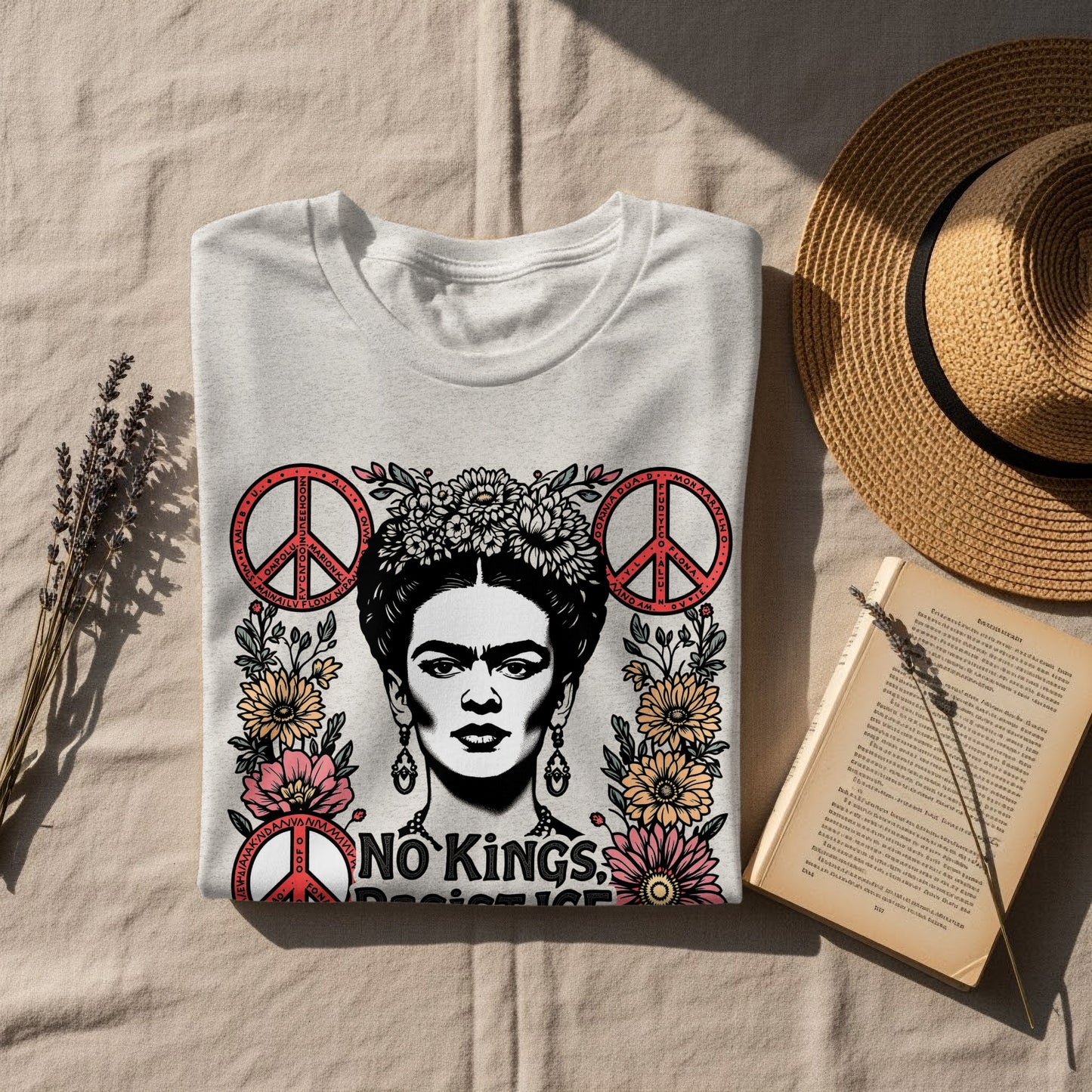 No Kings Peace Love Flowers Graphic T-shirt product