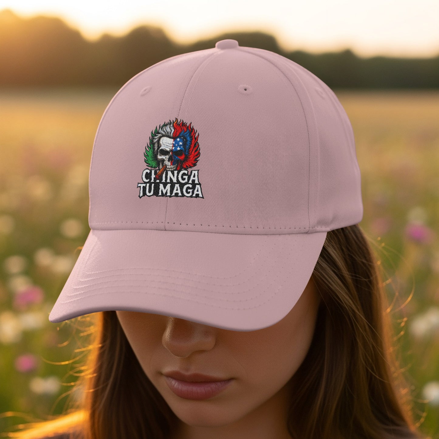 Chinga Tu Maga Embroidered Pink Baseball Cap product