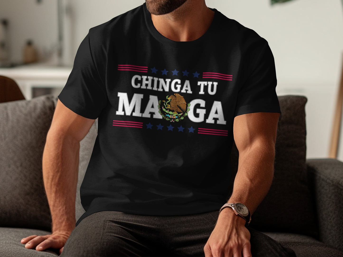 Chinga Tu Maga Stars and Eagle Graphic T-Shirt product