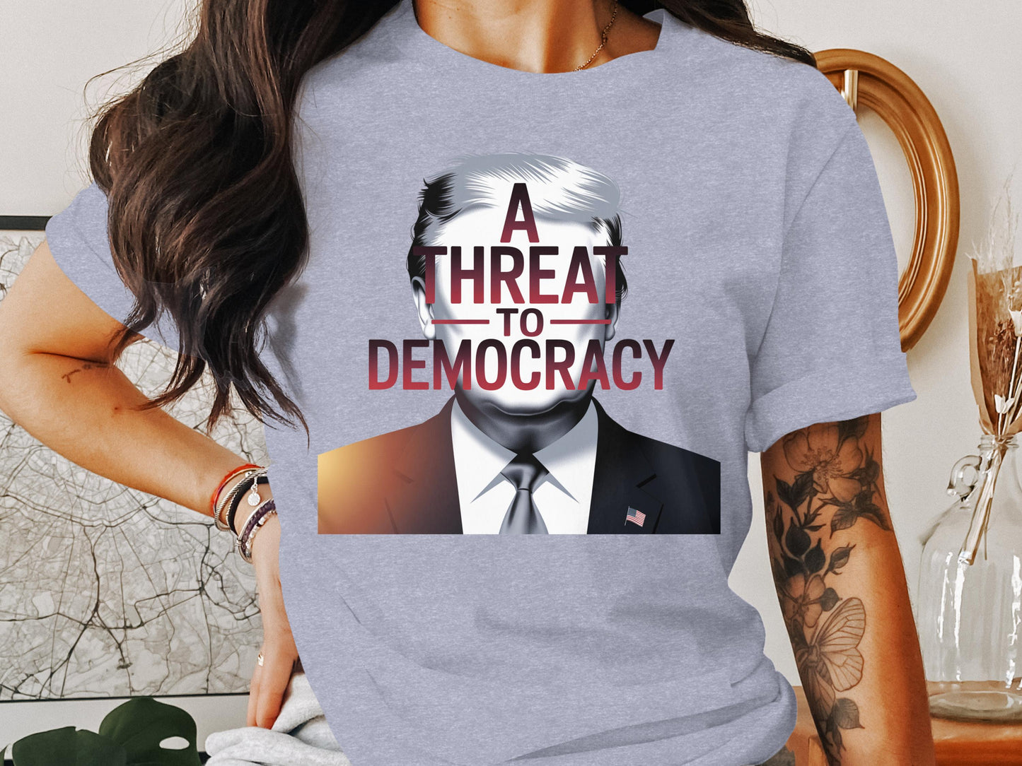 A Threat To Democracy Bold Statement T-shirt