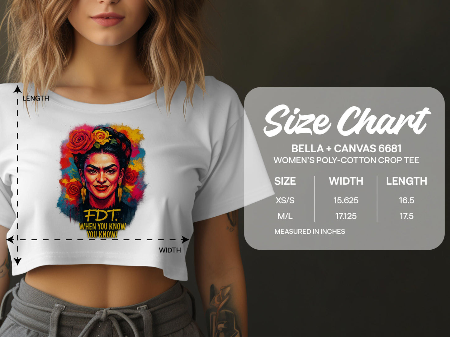 Frida Printed Graphic Women's Poly Cotton Crop Tee product