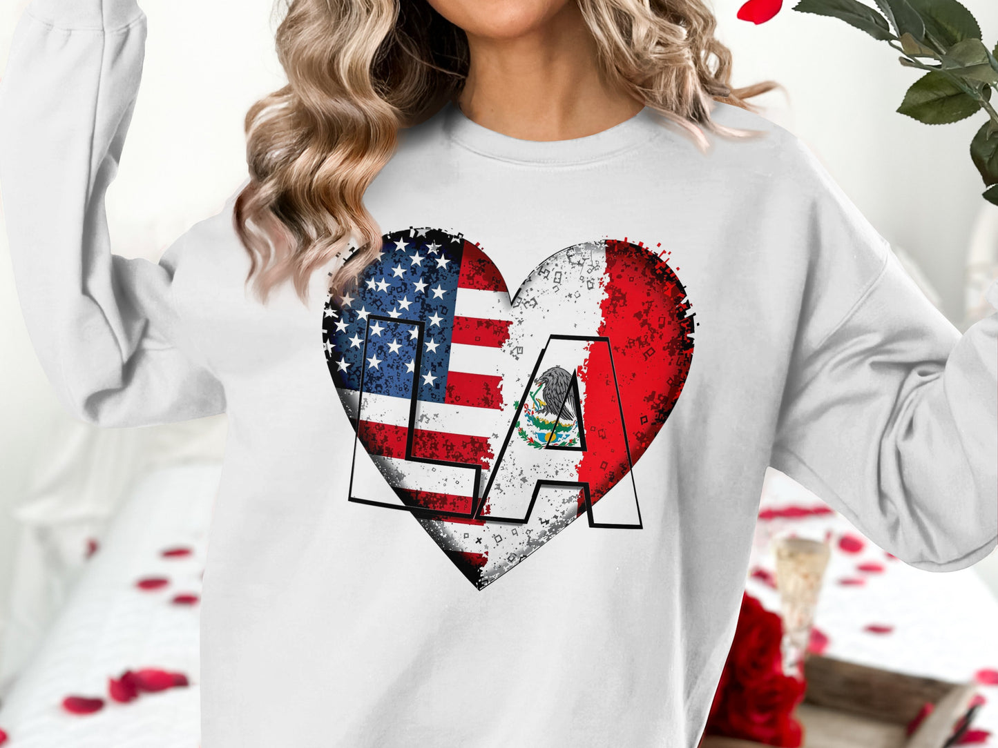 American Flag and El Salvador Flag Heart Print product