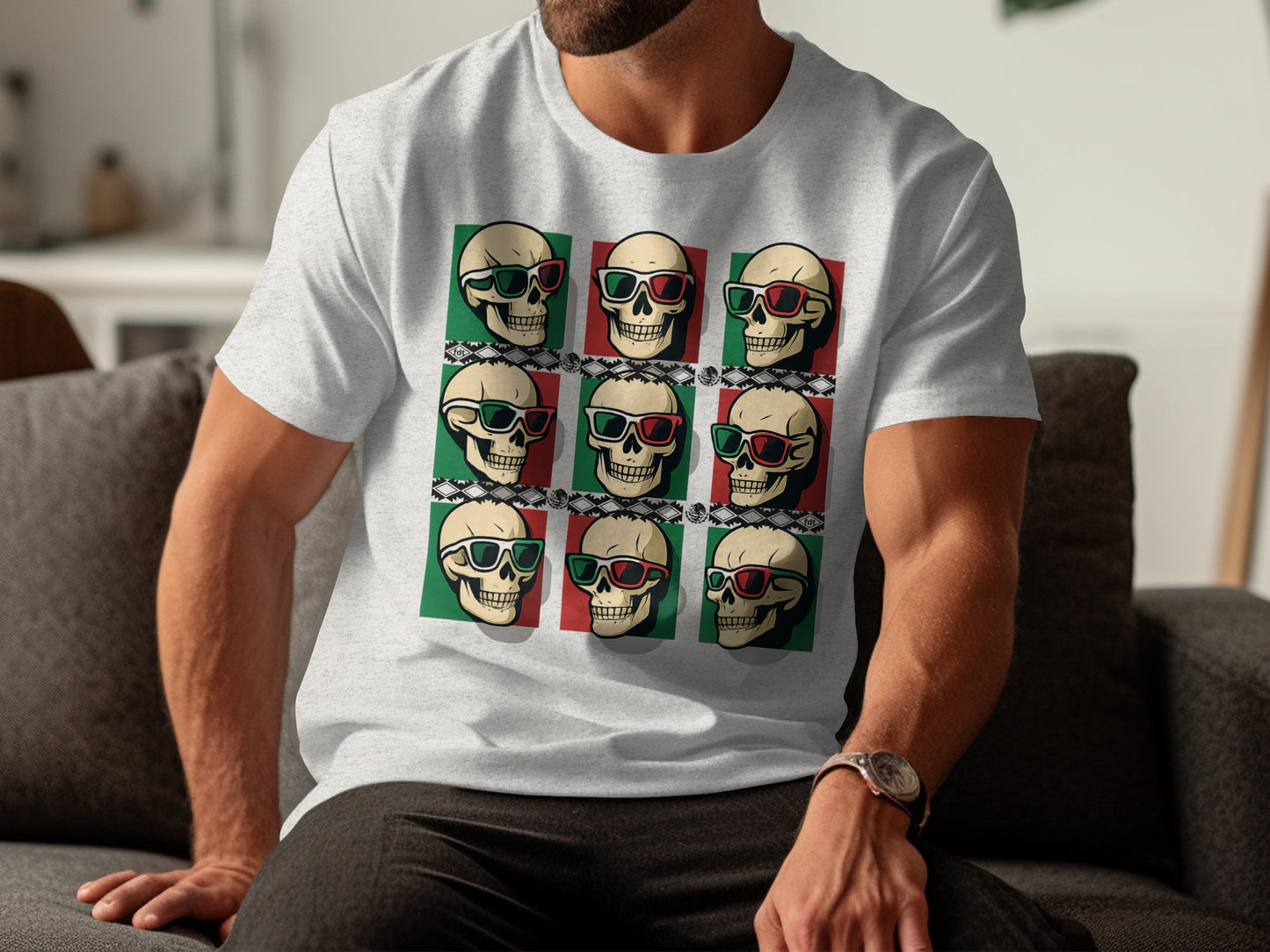 Skull Design with Glasses Artistic T-Shirt product