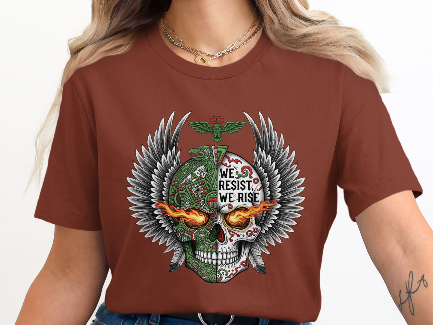We Resist We Rise Skull Wings Graphic T-Shirt product type