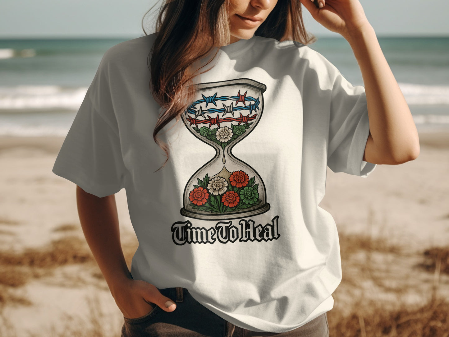 Time To Heal Hourglass Floral Graphic T-Shirt product