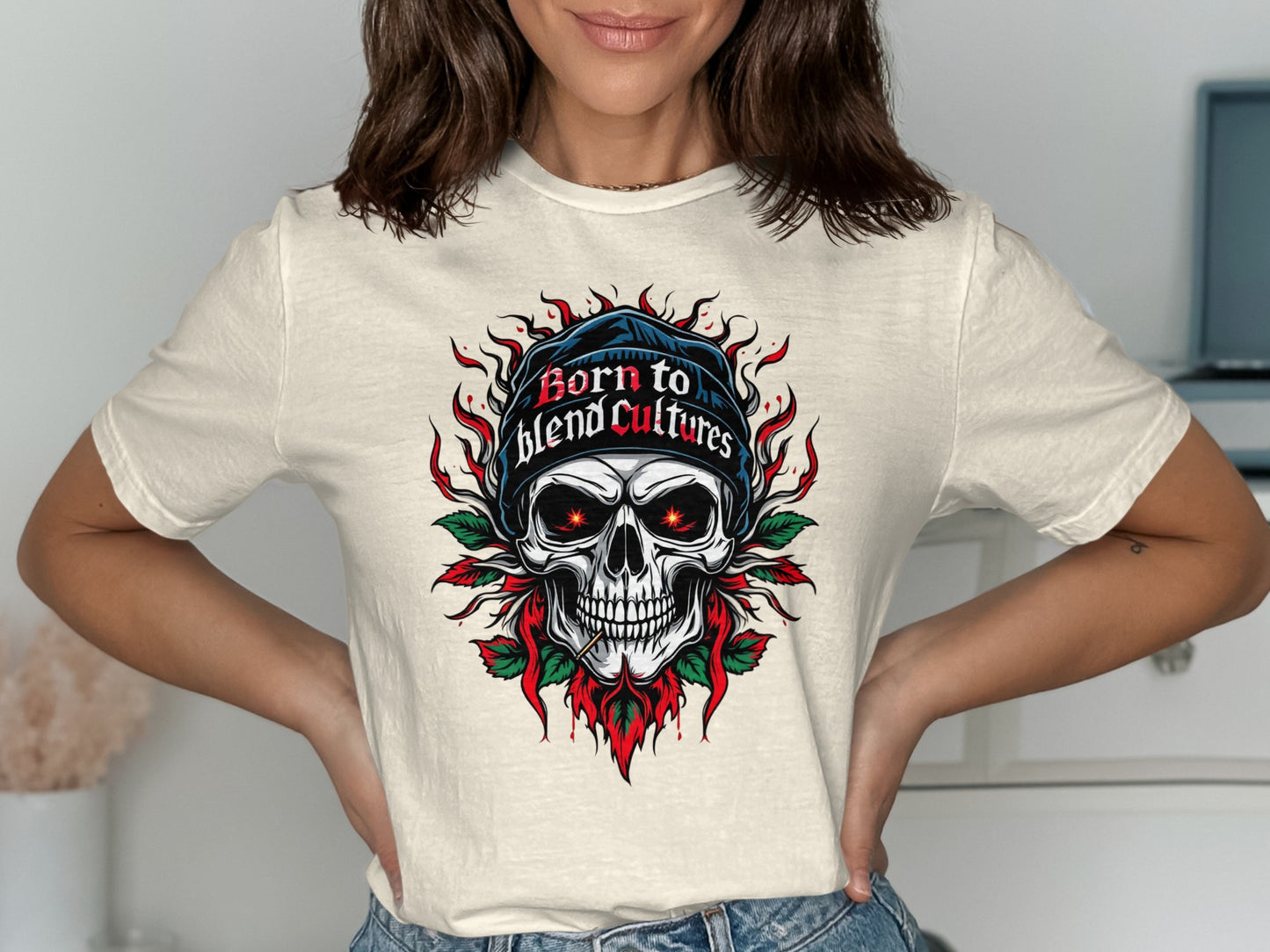 Born to Blend Cultures Skull Graphic Tee product