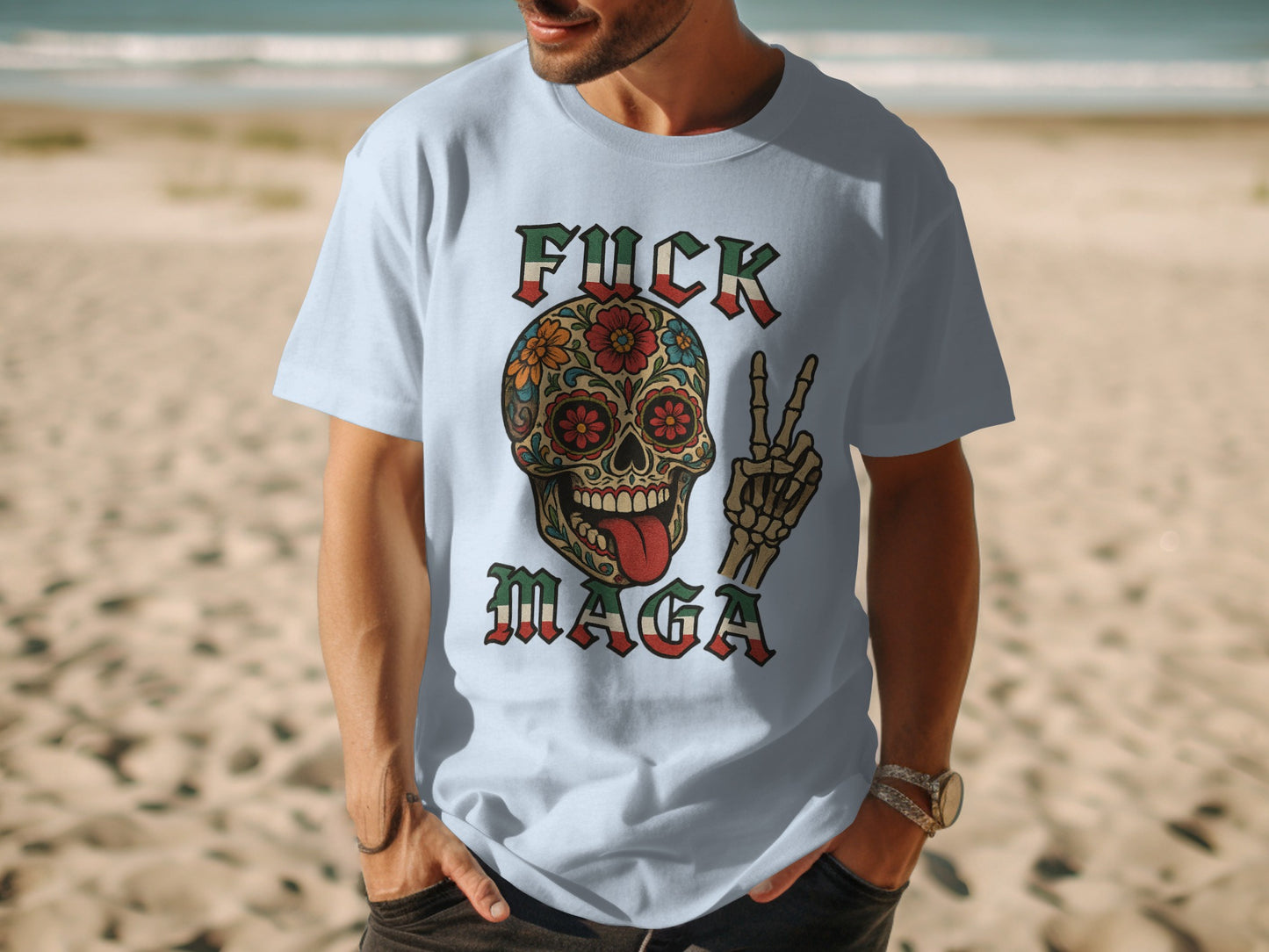 Fuck MAGA Sugar Skull Graphic T-Shirt product