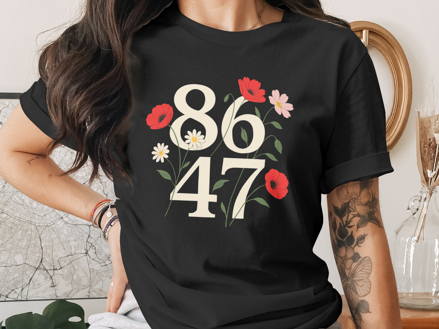 8647 Floral Graphic Print T-Shirt Fashion Product