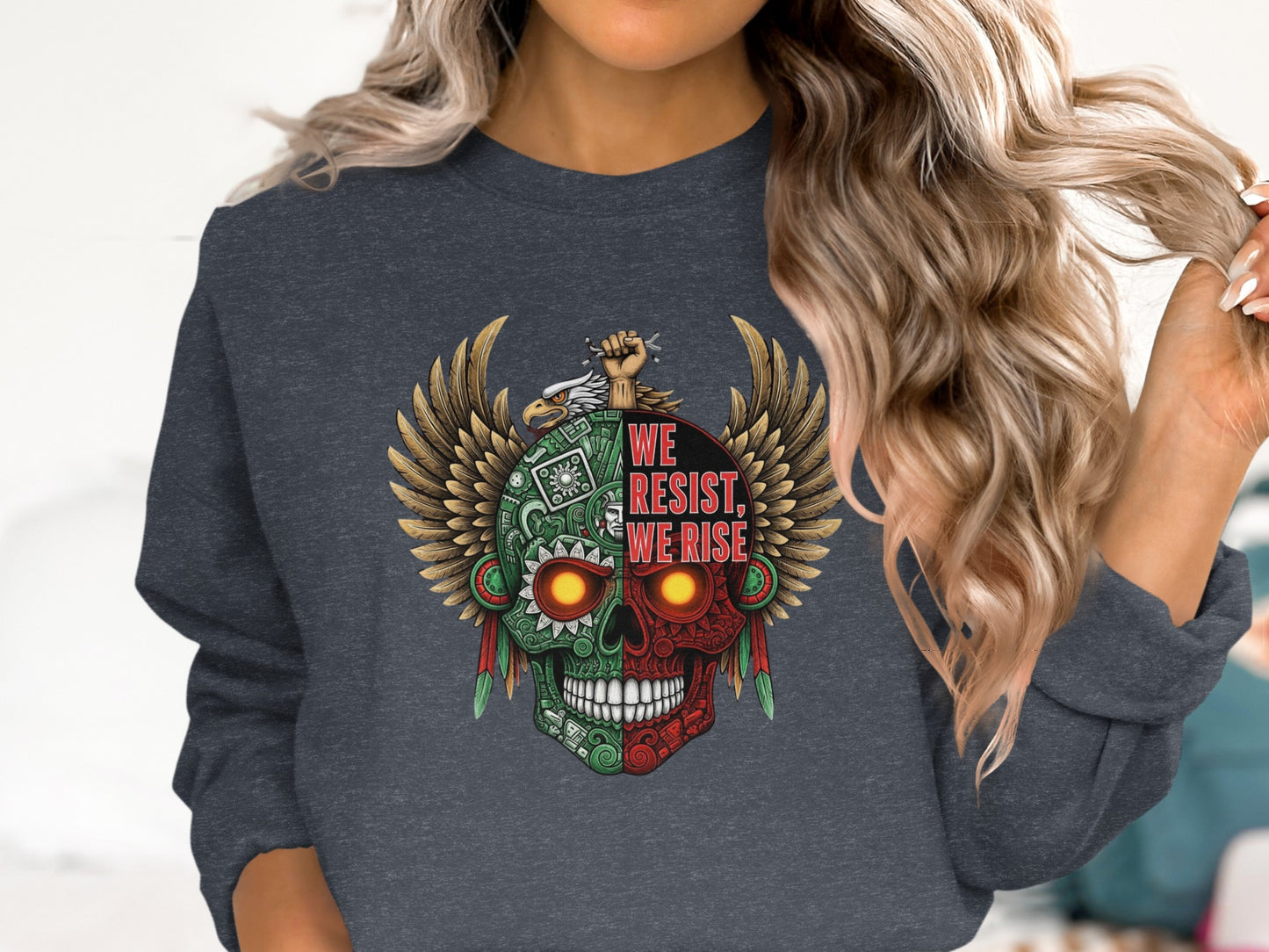 We Resist We Rise Winged Skull Graphic Sweatshirt product